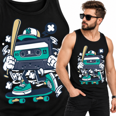 TANK TOP  ANIMOWANY   CASSETTE SKATER